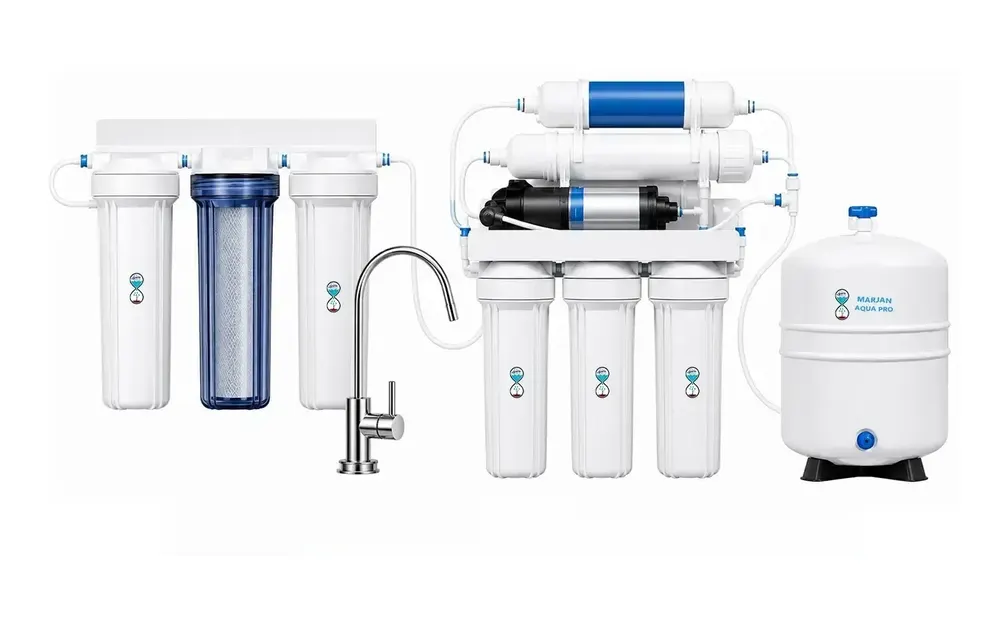 Domestic RO system and three stage filter with faucet and storage tank