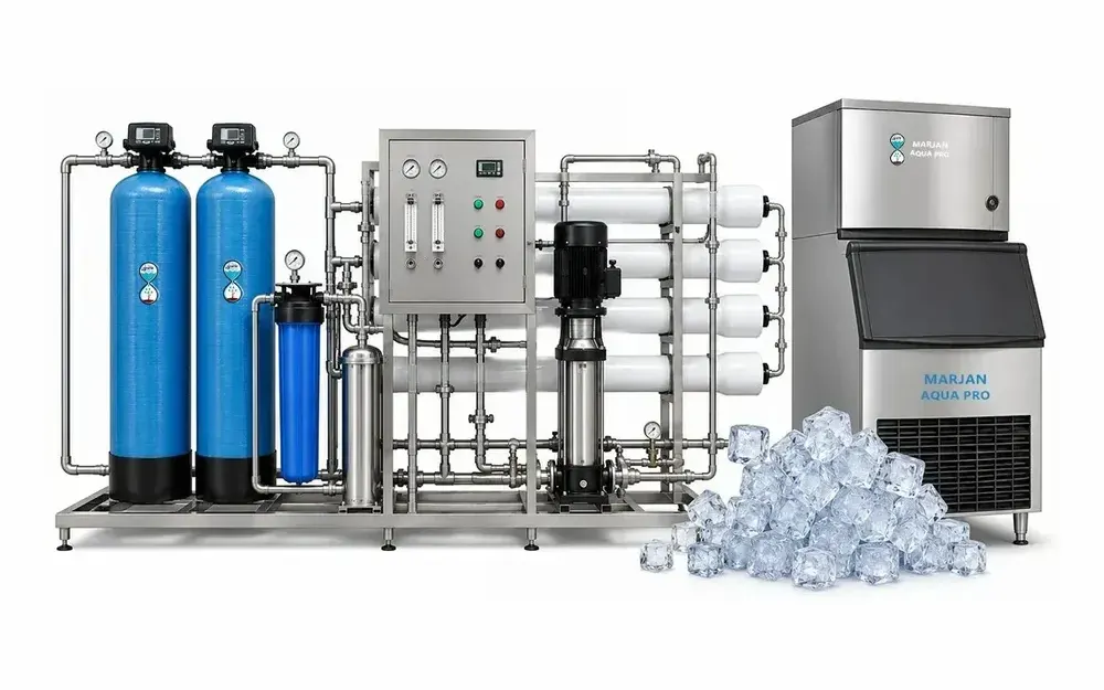RO plant installed beside an ice making machine